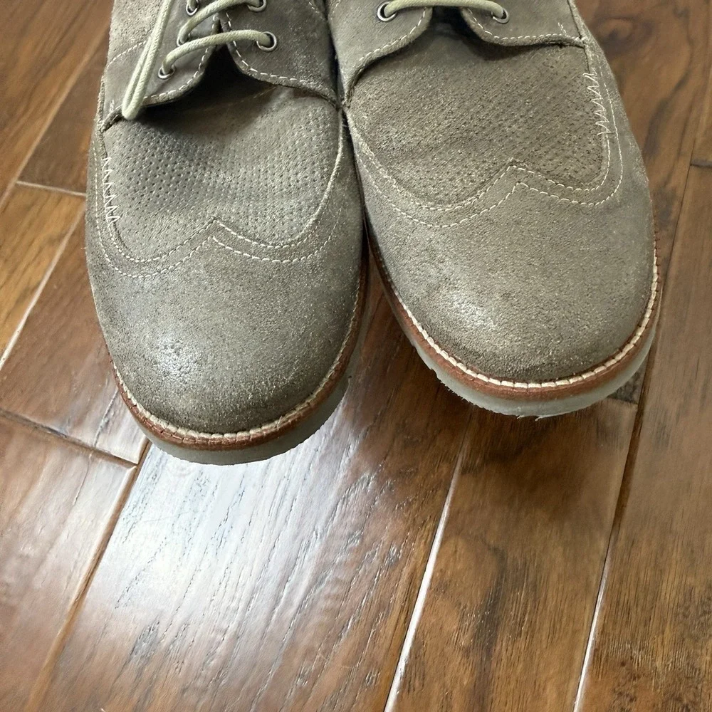 Ben Sherman Oxford Leather Wingtip Derby Dress Shoes Mens 8.5 Brown Office Suede
